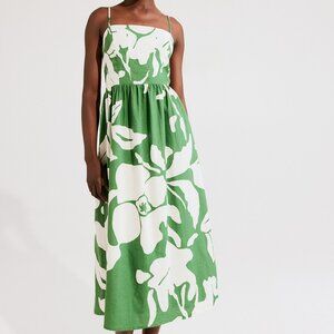 H & M Size Small Green/Floral Linen blend dress